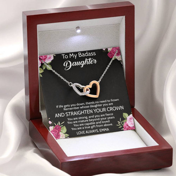 To My Daughter, You Are A True Gifts From Above, Necklace With Message Card, Customized Interlocking Hearts Necklace, Birthday Gift, Gift Ideas For Daughter