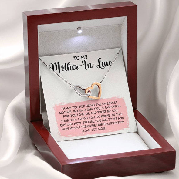 Future Mother In Law Necklace With Message Card, Mother Day Necklace, Interlocking Hearts Necklace, Birthday Gift, Mother in Law Gifts, Christmas Gift, Mother in Law Jewelry