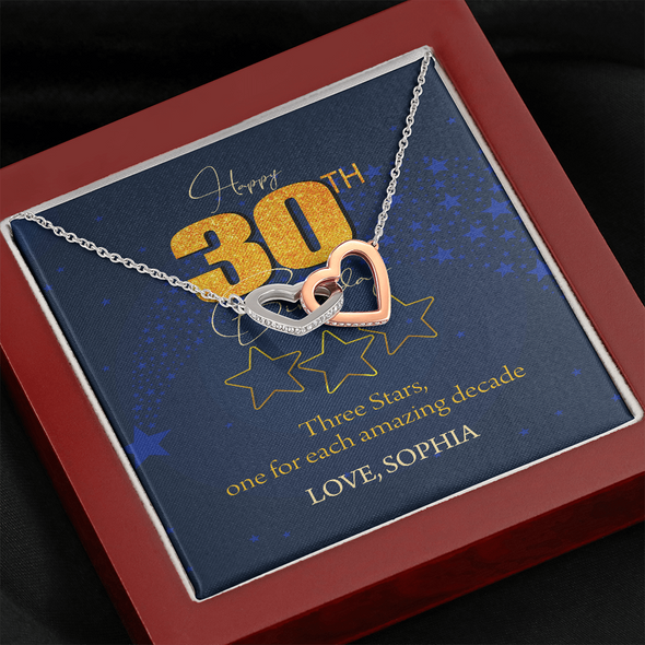 Customized Birthday Name & Age, Interlocking Hearts Necklace, Gift For Mom/Wife/Girlfriend/Sister, Best Birthday Gift For Her, Necklace For Her, Precious Gift For Her, Jewelry For Her