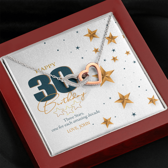 Customized Birthday Name & Age, Interlocking Hearts Necklace, Gift For Mom/Wife/Girlfriend/Sister, Best Birthday Gift For Her, Jewelry For Her, Precious Gift For Her, Necklace For Her