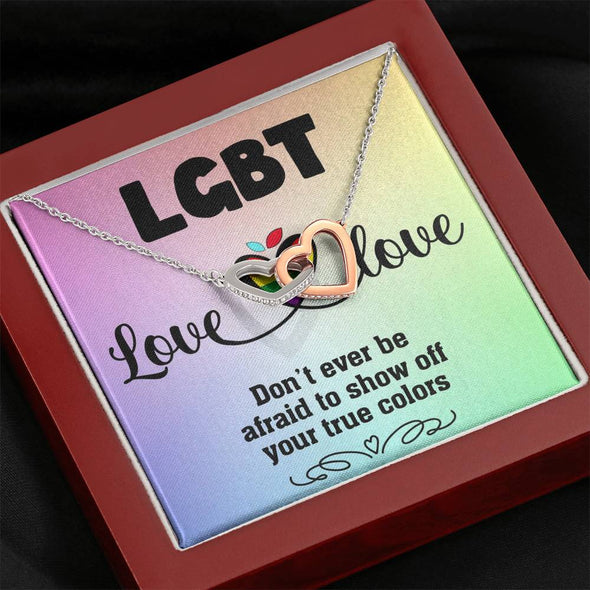 Love is Love Jewelry, Necklace For LGBT Couples, Interlocking Hearts Necklace, Love Equality Jewelry, Pride Month Gift, Scripted Love Necklace, Congratulations Gift