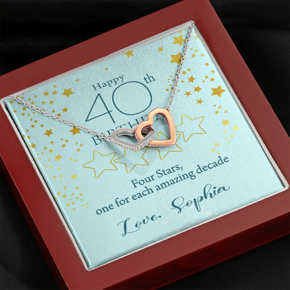 Customized Birthday Name & Age, Interlocking Hearts Necklace, Gift For Mom/Wife/Girlfriend/Sister, Birthday Gift For Her, Necklace For Her, Precious Gift For Her, Jewelry For Her, Best Birthday Gift