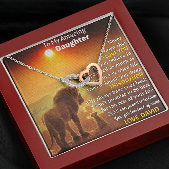 To My Daughter, Never Forget That I Love You, Necklace With Message Card, Gift Ideas For Daughter, Birthday Gift, Customized Interlocking Hearts Necklace