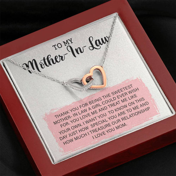 Future Mother In Law Necklace With Message Card, Mother Day Necklace, Interlocking Hearts Necklace, Birthday Gift, Mother in Law Gifts, Christmas Gift, Mother in Law Jewelry
