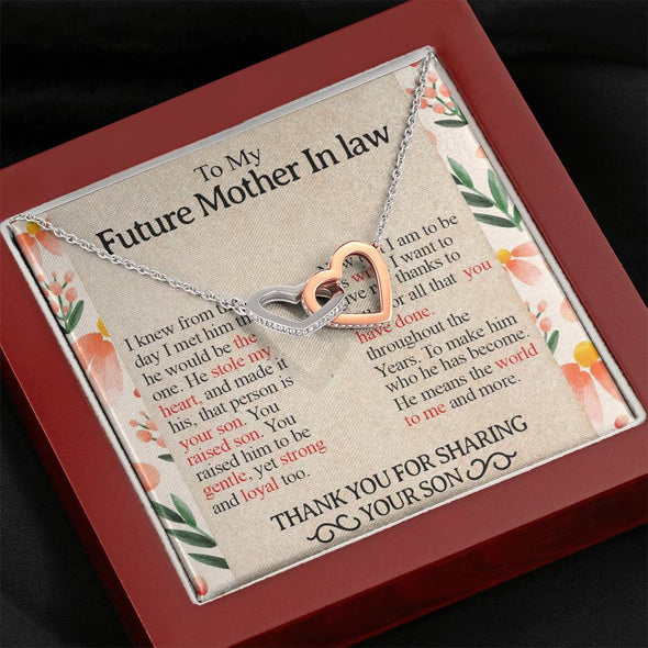 Future Mother In Law Necklace With Message Card, Infinity Heart Necklace, Mother Day Necklace, Mother in Law Gifts For Christmas, Interlocking Hearts Necklace