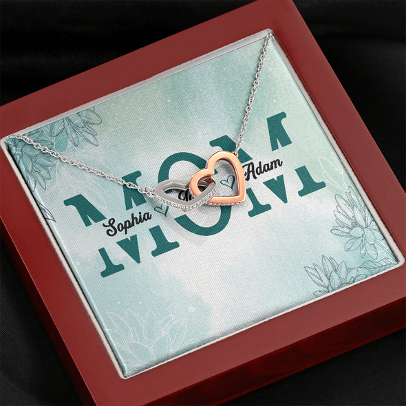 Mom Customized Pendant, Interlocking Hearts Necklace, Customized Pendant For Her, Birthday Gift, Christmas, Anniversary, Gift For Her, Valentine's Day, Jewelry For Her