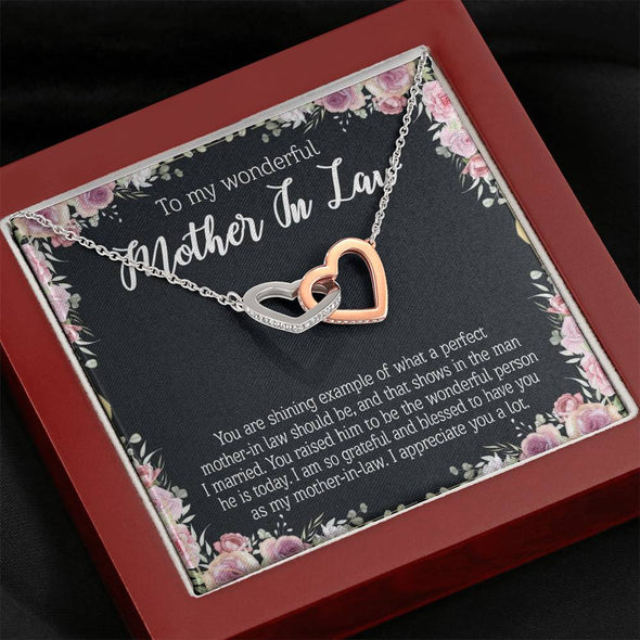 Mother In Law Necklace With Message Card, I Appreciate You a Lot, Mother's Day Necklace, Interlocking Hearts Necklace, Christmas Gift, Birthday Gift