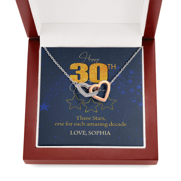 Customized Birthday Name & Age, Interlocking Hearts Necklace, Gift For Mom/Wife/Girlfriend/Sister, Best Birthday Gift For Her, Necklace For Her, Precious Gift For Her, Jewelry For Her