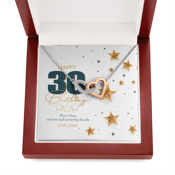 Customized Birthday Name & Age, Interlocking Hearts Necklace, Gift For Mom/Wife/Girlfriend/Sister, Best Birthday Gift For Her, Jewelry For Her, Precious Gift For Her, Necklace For Her