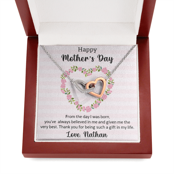 Happy Mother's Day, Interlocking Hearts Necklace, Gift For Mom From Daughter, Mother's Day Special Gift, Mom Birthday Gift from Daughter, Jewelry Gift for Mom, Necklace for Mom