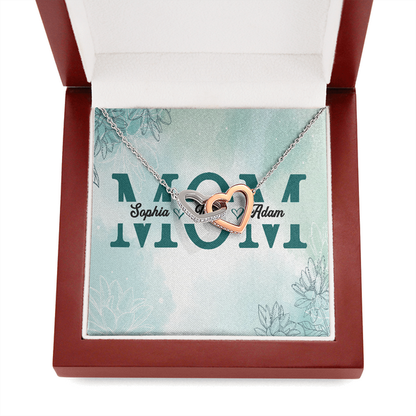 Mom Customized Pendant, Interlocking Hearts Necklace, Customized Pendant For Her, Birthday Gift, Christmas, Anniversary, Gift For Her, Valentine's Day, Jewelry For Her