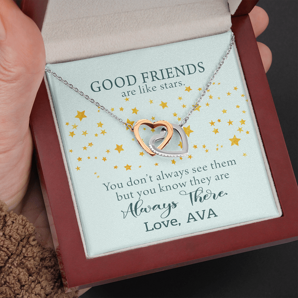 To My Good Friends, Interlocking Hearts Necklace With You Know They Are Always There Message Card, Birthday, Gift For Her, Necklace for Her, Jewelry For Her, Customized Message Card