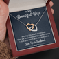 To My Beautiful Wife, Interlocking Hearts Necklace With I Stole Your Heart And You Stole Mine Message Card, Pendant For Her, Birthday, Anniversary, Gift For Her, Jewelry For Her