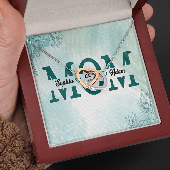 Mom Customized Pendant, Interlocking Hearts Necklace, Customized Pendant For Her, Birthday Gift, Christmas, Anniversary, Gift For Her, Valentine's Day, Jewelry For Her