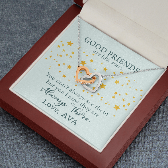 To My Good Friends, Interlocking Hearts Necklace With You Know They Are Always There Message Card, Birthday, Gift For Her, Necklace for Her, Jewelry For Her, Customized Message Card