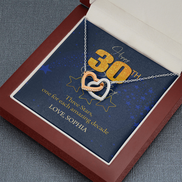 Customized Birthday Name & Age, Interlocking Hearts Necklace, Gift For Mom/Wife/Girlfriend/Sister, Best Birthday Gift For Her, Necklace For Her, Precious Gift For Her, Jewelry For Her