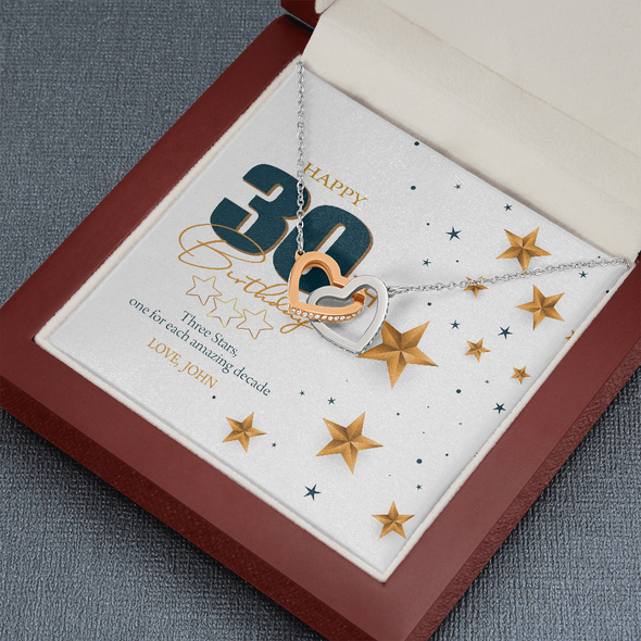 Customized Birthday Name & Age, Interlocking Hearts Necklace, Gift For Mom/Wife/Girlfriend/Sister, Best Birthday Gift For Her, Jewelry For Her, Precious Gift For Her, Necklace For Her