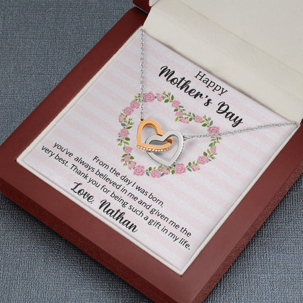 Happy Mother's Day, Interlocking Hearts Necklace, Gift For Mom From Daughter, Mother's Day Special Gift, Mom Birthday Gift from Daughter, Jewelry Gift for Mom, Necklace for Mom