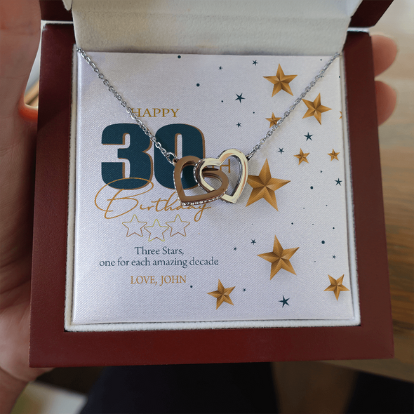 Customized Birthday Name & Age, Interlocking Hearts Necklace, Gift For Mom/Wife/Girlfriend/Sister, Best Birthday Gift For Her, Jewelry For Her, Precious Gift For Her, Necklace For Her