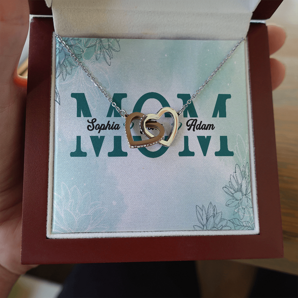 Mom Customized Pendant, Interlocking Hearts Necklace, Customized Pendant For Her, Birthday Gift, Christmas, Anniversary, Gift For Her, Valentine's Day, Jewelry For Her