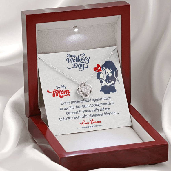 To My Mom, Life Has Been Totally Worth It, Knot Pendant For Mom, Necklace With Message Card, Happy Mother's Day, Gift Ideas For Mother/Daughter's, Birthday