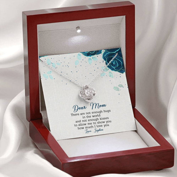 To My Mom, Lots Of Hugs And Kisses To Show You I Love You, Custom Pendant, Silver Necklace With Message Card, Happy Mother's Day, Gift Idea For Mother/Daughter's