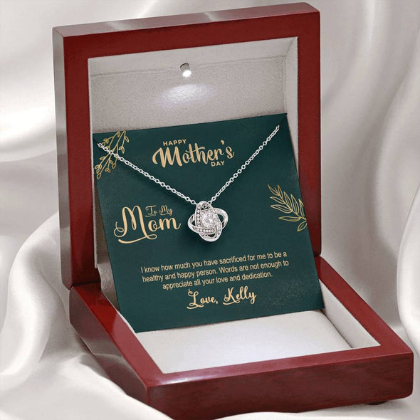 To My Mom, Words Are Not Enough To Appreciate All Your Love, Necklace With Message Card, Silver Knot Pendant, Gift Ideas For Mom, Customized Necklace, Birthday