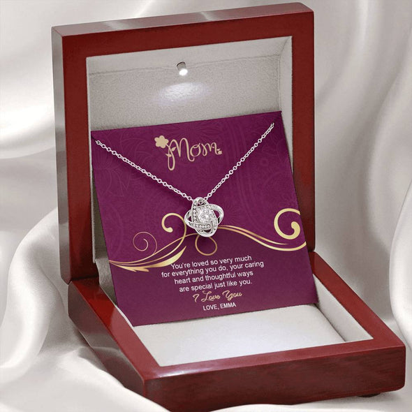 To My Mom, Your Caring Heart And Thoughtful Ways Are Special Just Like You, Custom Pendant, Silver Necklace With Message Card, Anniversary, Birthday, Christmas