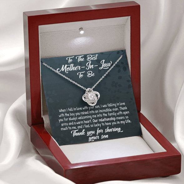 Dear Mom, Thank You For Sharing Your Son, Future Mother In Law Necklace With Message Card, Mother Day Necklace, Ideas For Her, Knot Necklace, Birthday Gift, Christmas Gift