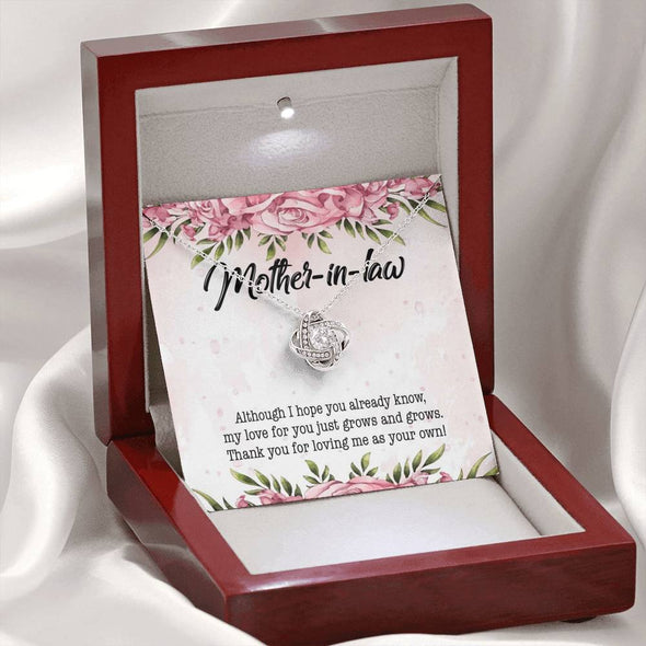 Dear Mom, Thank You For Loving Me As You Own, Future Mother In Law Necklace With Message Card, Mother Day Necklace, Ideas For Her, Knot Necklace, Birthday Gift, Christmas Gift