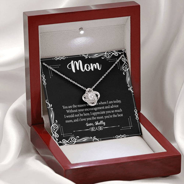 To My Mom, I Love You The Most, You're The Best, Custom Knot Pendant, Silver Necklace With Message Card, Happy Mother's Day, Gift Idea For Mother/Daughter's