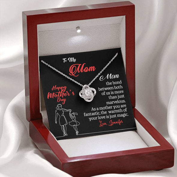 To My Mom, The Warmth Of Your Love Is Just Magic, Necklace With Message Card, Customized Necklace, Silver Knot Pendant, Gift Ideas For Mom, Happy Mother's Day