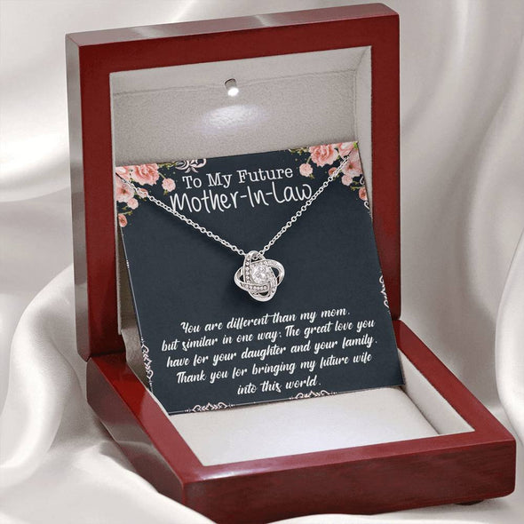 You Ae Different Then My Mom, Future Mother In Law Necklace With Message Card, Mother Day Necklace, Ideas For Her, Knot Necklace, Birthday Gift, Christmas Gift