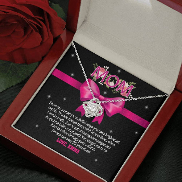To My Mom, No One Can Ever Fill Your Shoes, Necklace With Message Card, Silver Knot Pendant, Gift Ideas For Mom, Customized Necklace, Birthday, Happy Mother's Day