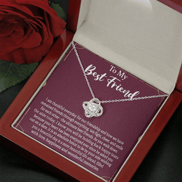 To My Bestie, We cheer And Smile For Each Other, Gift For Friend, BFF Gift, Friendship Gift, Friendship Necklace, Best Friend Gift, Knot Necklace, Happy Wedding Day
