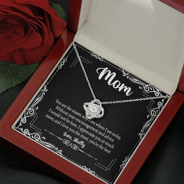 To My Mom, I Love You The Most, You're The Best, Custom Knot Pendant, Silver Necklace With Message Card, Happy Mother's Day, Gift Idea For Mother/Daughter's