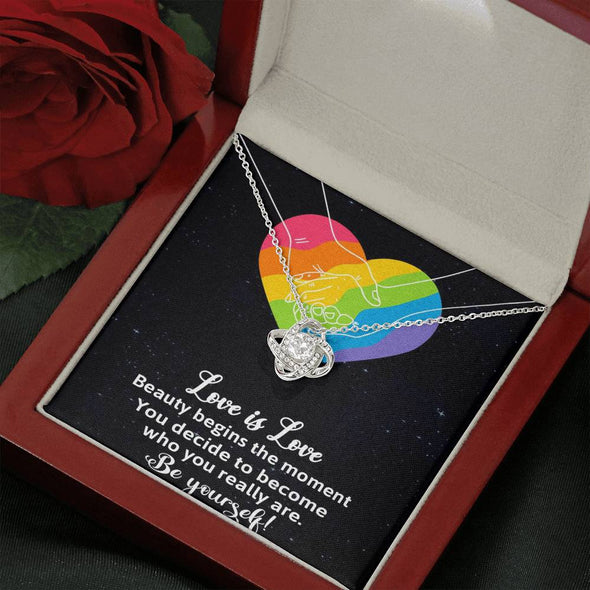 Dear Wife, Beauty Is Begins The Moment, Knot Necklace, Congratulations Gift For Wife, Silver Jewelry For Wife, Wedding Necklace, Necklace For LGBT Couples