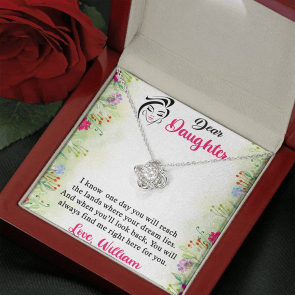To My Daughter, You Will Always Find Me Right Here For You, Necklace With Message Card, Gift Ideas For Daughter, Knot Custom Necklace, Customize Necklace, Birthday