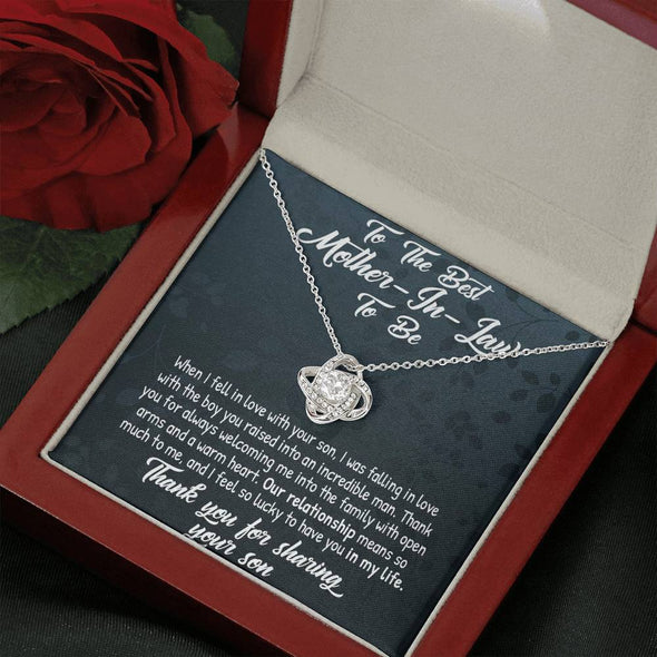 Dear Mom, Thank You For Sharing Your Son, Future Mother In Law Necklace With Message Card, Mother Day Necklace, Ideas For Her, Knot Necklace, Birthday Gift, Christmas Gift