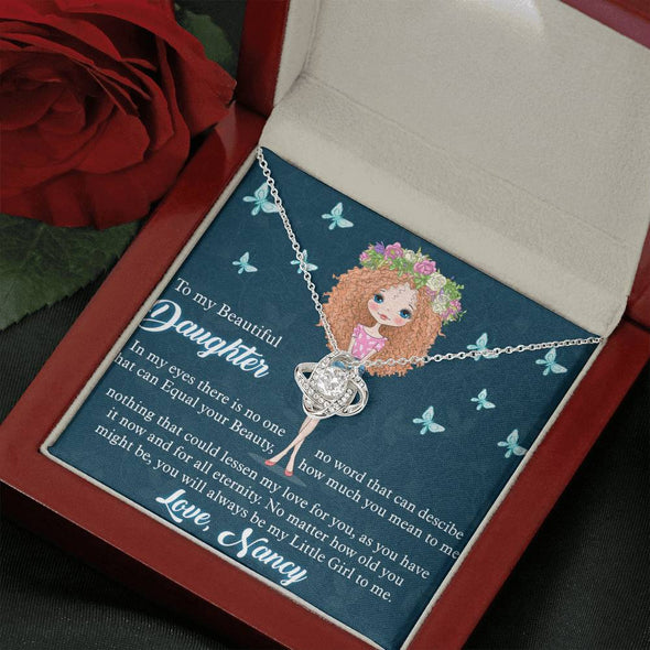 To My Daughter, You Will Always Be My Little Girl To Me, Necklace With Message Card, Gift Ideas For Daughter, Knot Custom Necklace, Customize Necklace, Birthday