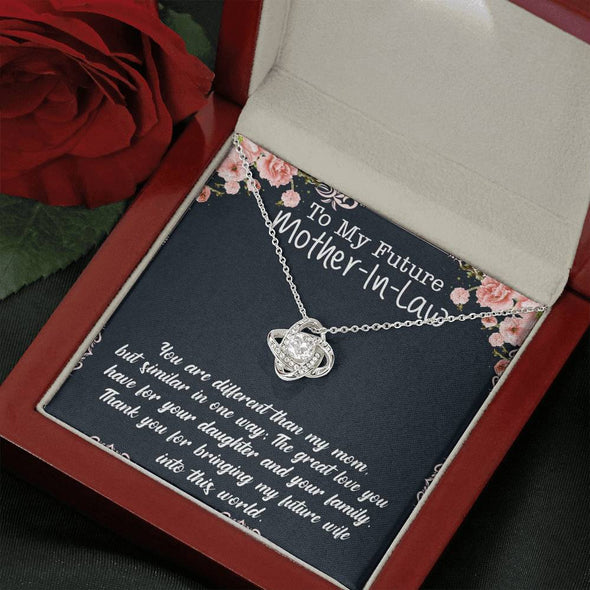 You Ae Different Then My Mom, Future Mother In Law Necklace With Message Card, Mother Day Necklace, Ideas For Her, Knot Necklace, Birthday Gift, Christmas Gift