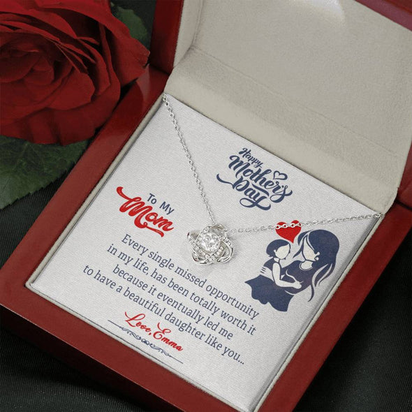 To My Mom, Life Has Been Totally Worth It, Knot Pendant For Mom, Necklace With Message Card, Happy Mother's Day, Gift Ideas For Mother/Daughter's, Birthday