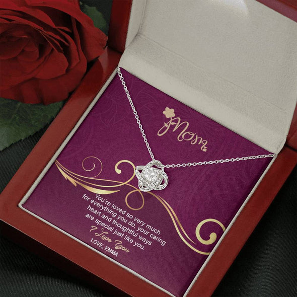 To My Mom, Your Caring Heart And Thoughtful Ways Are Special Just Like You, Custom Pendant, Silver Necklace With Message Card, Anniversary, Birthday, Christmas