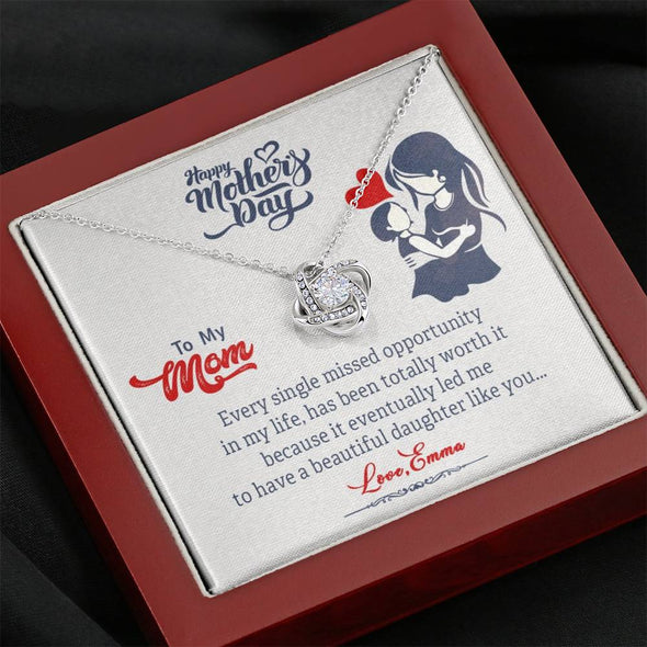 To My Mom, Life Has Been Totally Worth It, Knot Pendant For Mom, Necklace With Message Card, Happy Mother's Day, Gift Ideas For Mother/Daughter's, Birthday