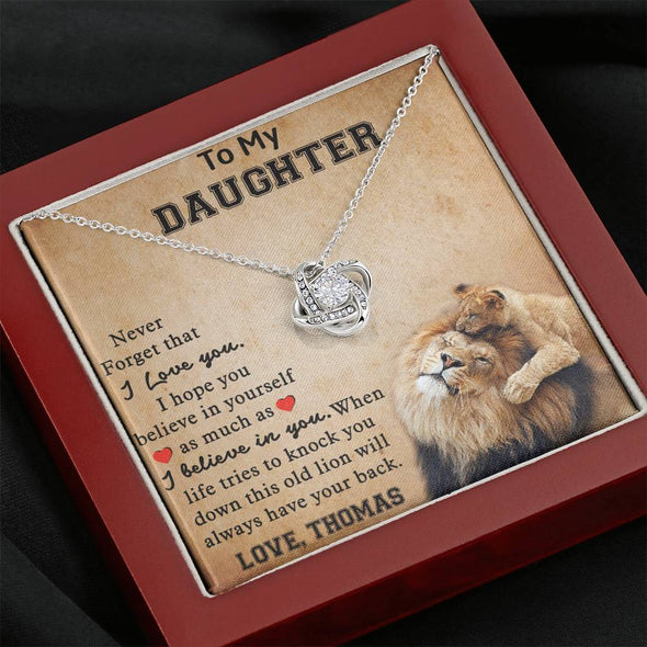 To My Daughter, Never Forget That I Love You, Necklace With Message Card, Gift Ideas For Daughter, Knot Custom Necklace, Customize Necklace, Birthday Gift