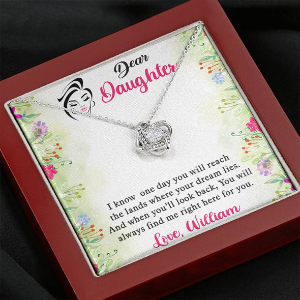 To My Daughter, You Will Always Find Me Right Here For You, Necklace With Message Card, Gift Ideas For Daughter, Knot Custom Necklace, Customize Necklace, Birthday