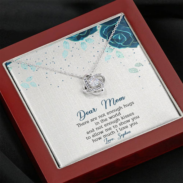 To My Mom, Lots Of Hugs And Kisses To Show You I Love You, Custom Pendant, Silver Necklace With Message Card, Happy Mother's Day, Gift Idea For Mother/Daughter's
