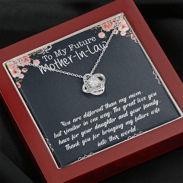 You Ae Different Then My Mom, Future Mother In Law Necklace With Message Card, Mother Day Necklace, Ideas For Her, Knot Necklace, Birthday Gift, Christmas Gift