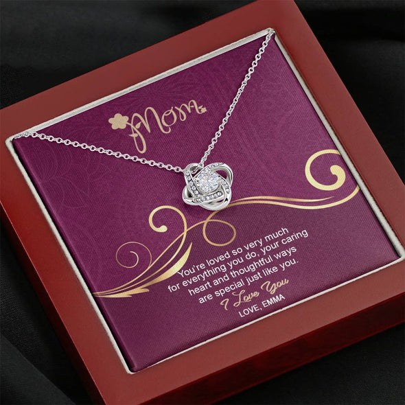 To My Mom, Your Caring Heart And Thoughtful Ways Are Special Just Like You, Custom Pendant, Silver Necklace With Message Card, Anniversary, Birthday, Christmas