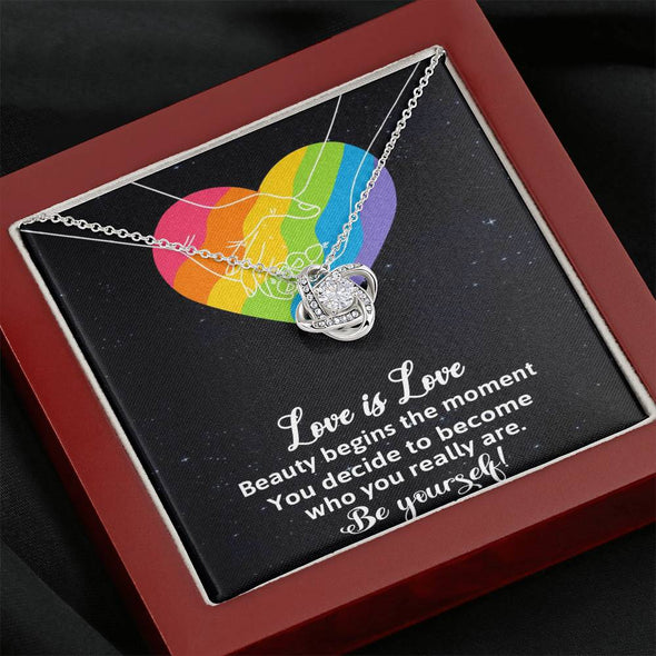 Dear Wife, Beauty Is Begins The Moment, Knot Necklace, Congratulations Gift For Wife, Silver Jewelry For Wife, Wedding Necklace, Necklace For LGBT Couples